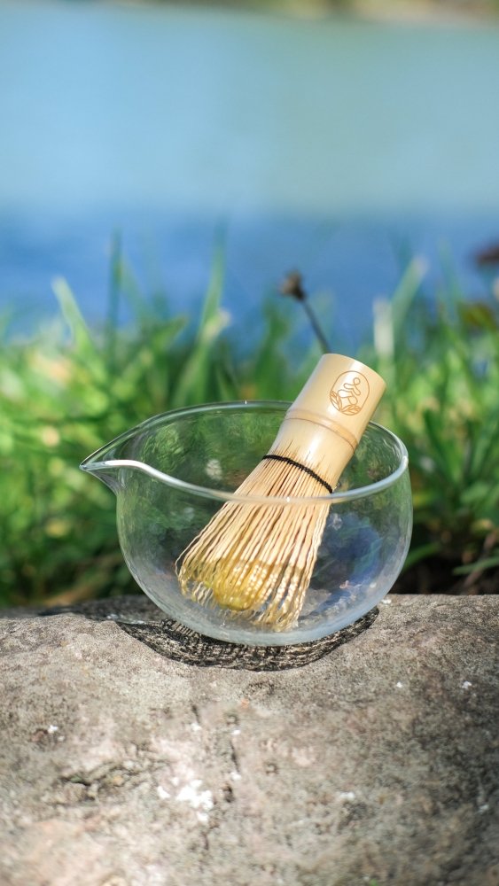 Handcrafted glass matcha bowl for whisking matcha